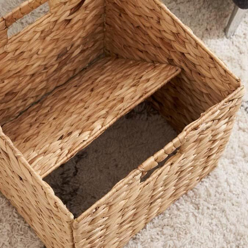 10.5 X 10.5In Wicker Storage Baskets for Shelves, Water Hyacinth Storage Baskets