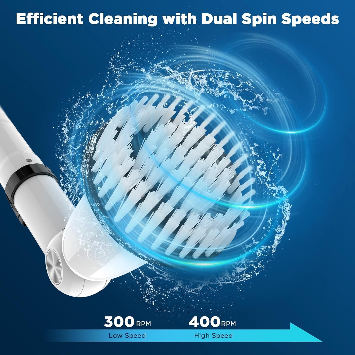 Swtroom Electric Spin Scrubber, Extendable Handle, 2 Speed USB-C HK036-A – White