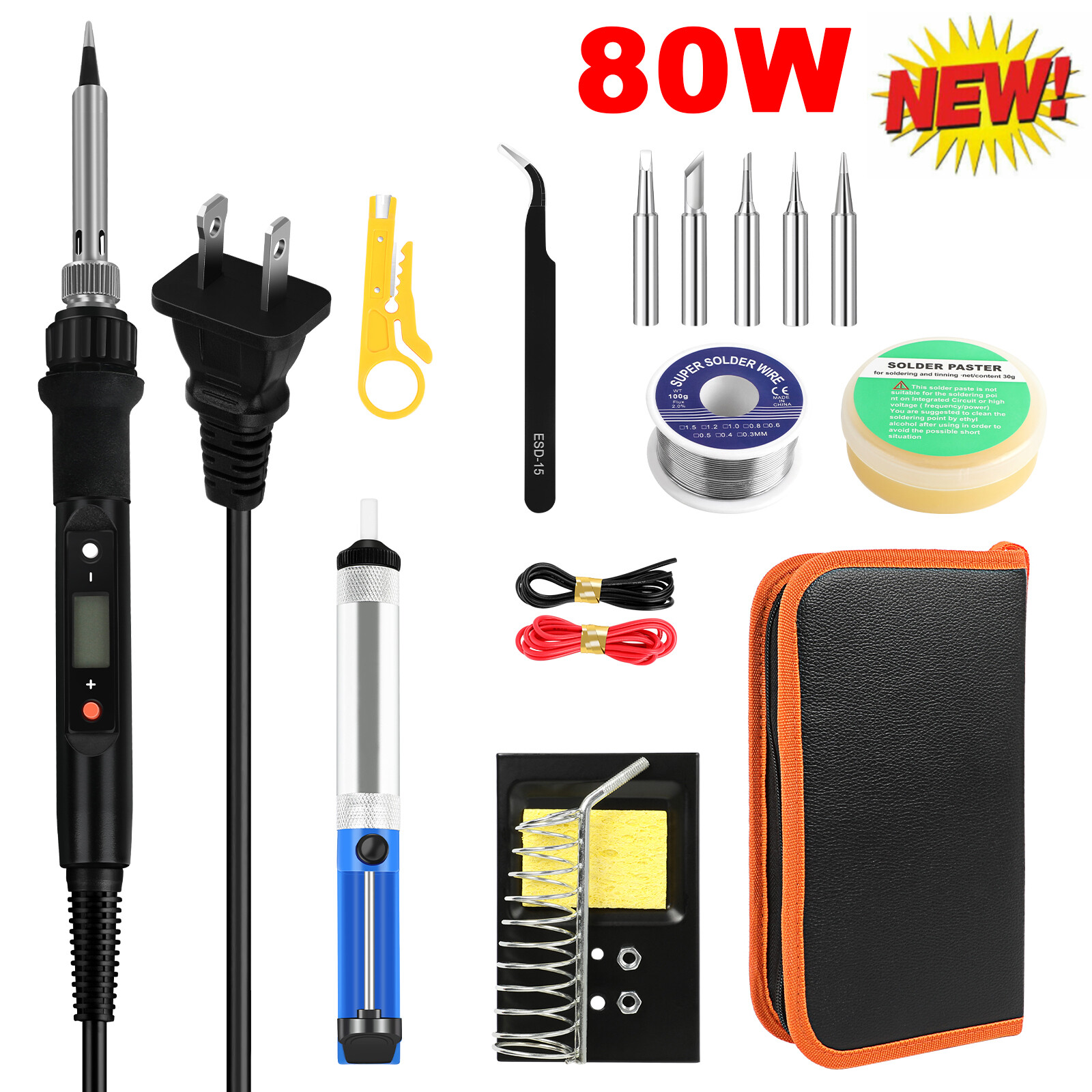 80W Electric Soldering Iron Welding Gun Tool Kit Solder Wire Desoldering Pump
