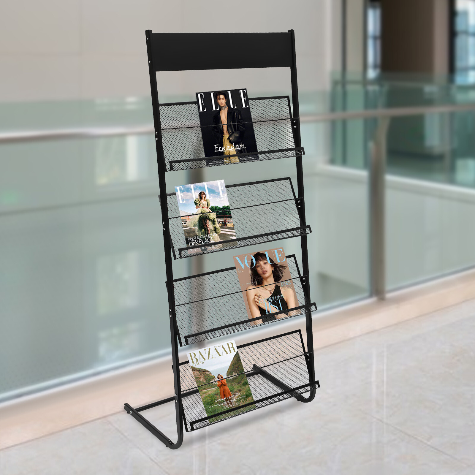 Office Newspaper Rack Magazine Stand Literature Holder Book Magazine Display