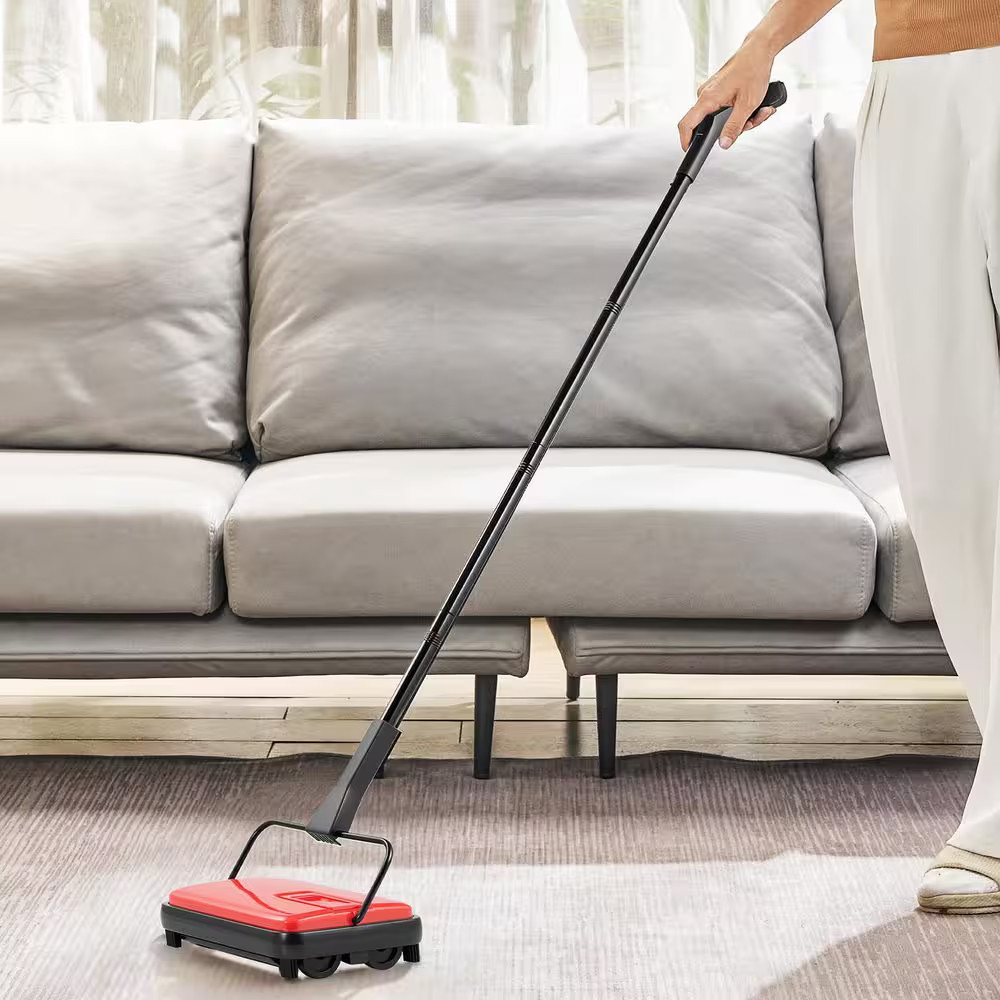 Carpet Sweeper Manual, Floor Sweeper with 300 Ml Dustbin Capacity Easy to Empty,
