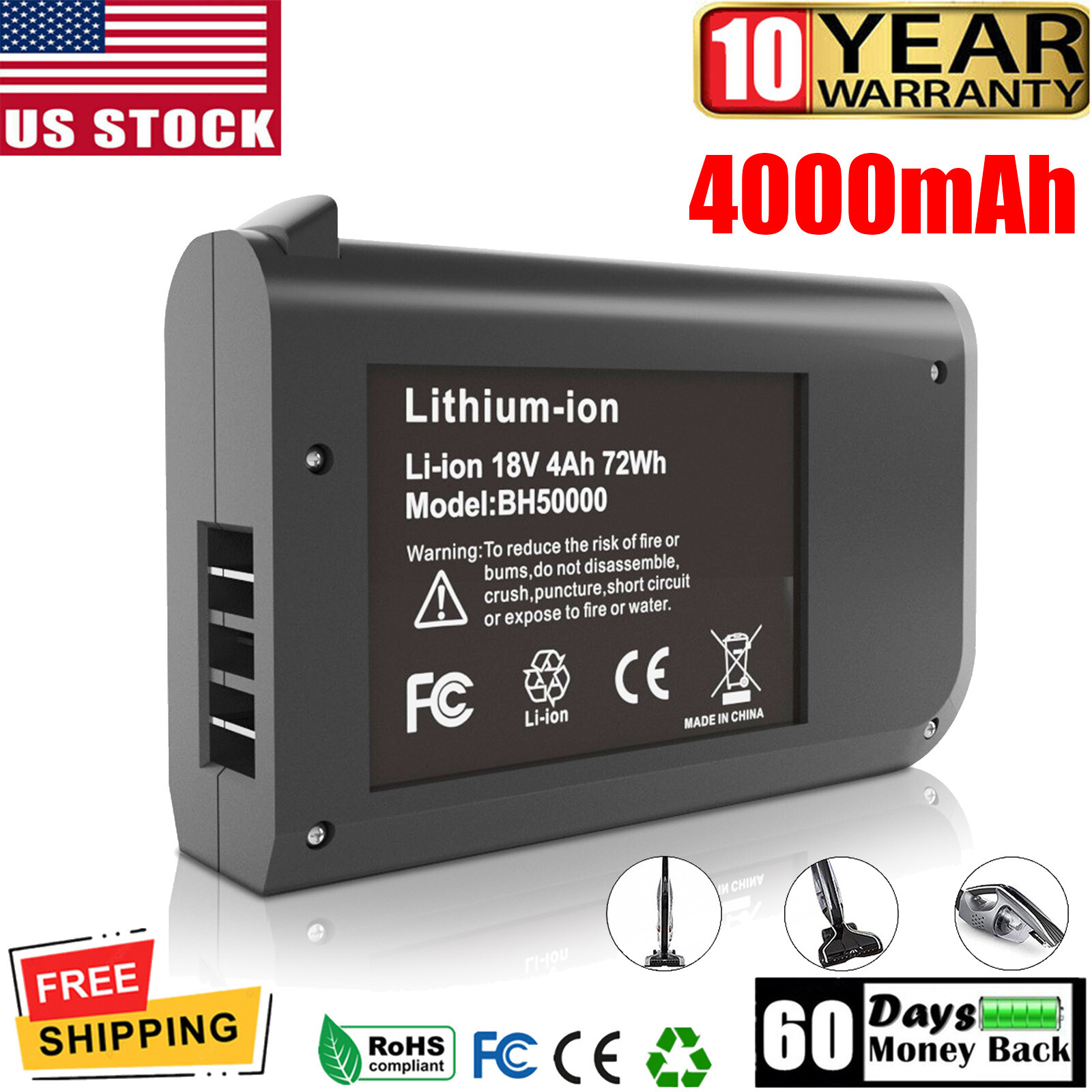 4Ah Li-ion Battery for Hoover 18V LINX BH50000 BH50010 302723001 Vacuum Cleaner