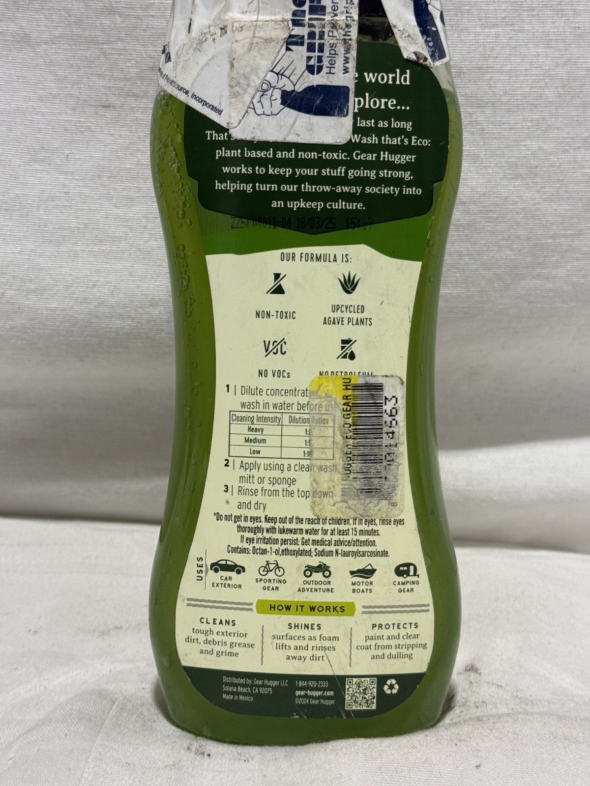 Gear Hugger ECO Concentrated Car Wash Soap 16 Oz Eucalyptus Plant-Based Cleaner
