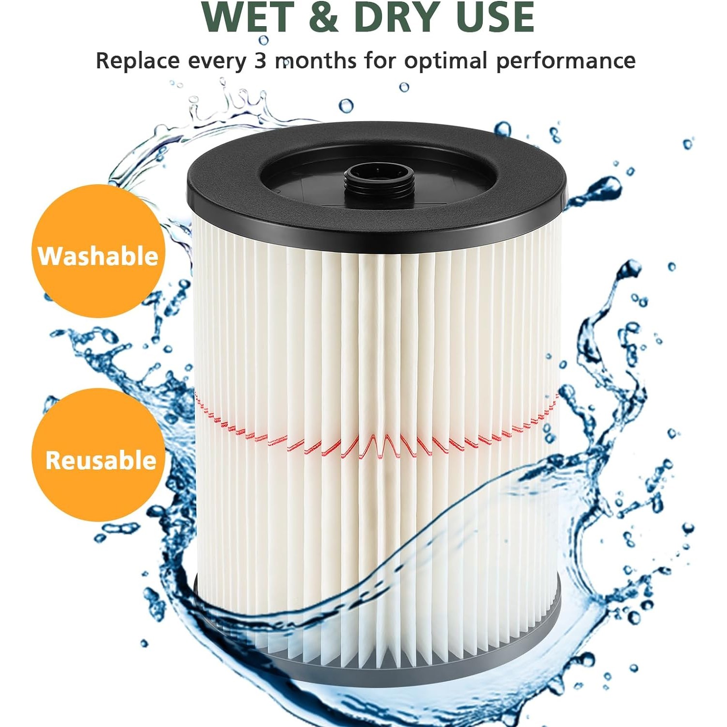 Replacement Shop Vac Filter for Sears Craftsman 5+ 6 8 12 gallon Wet Dry Vac