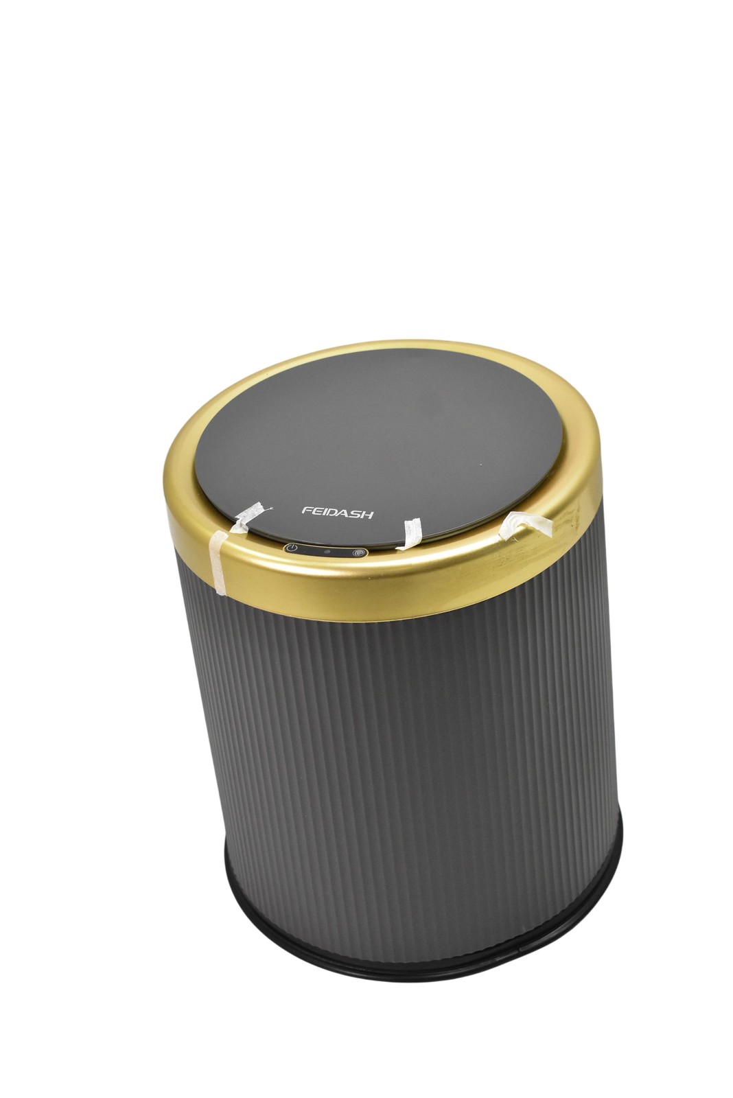 FEIDASH Automatic Sensor Trash Can Touchless 23.5×27.5cm Black Gold Smart TG6120