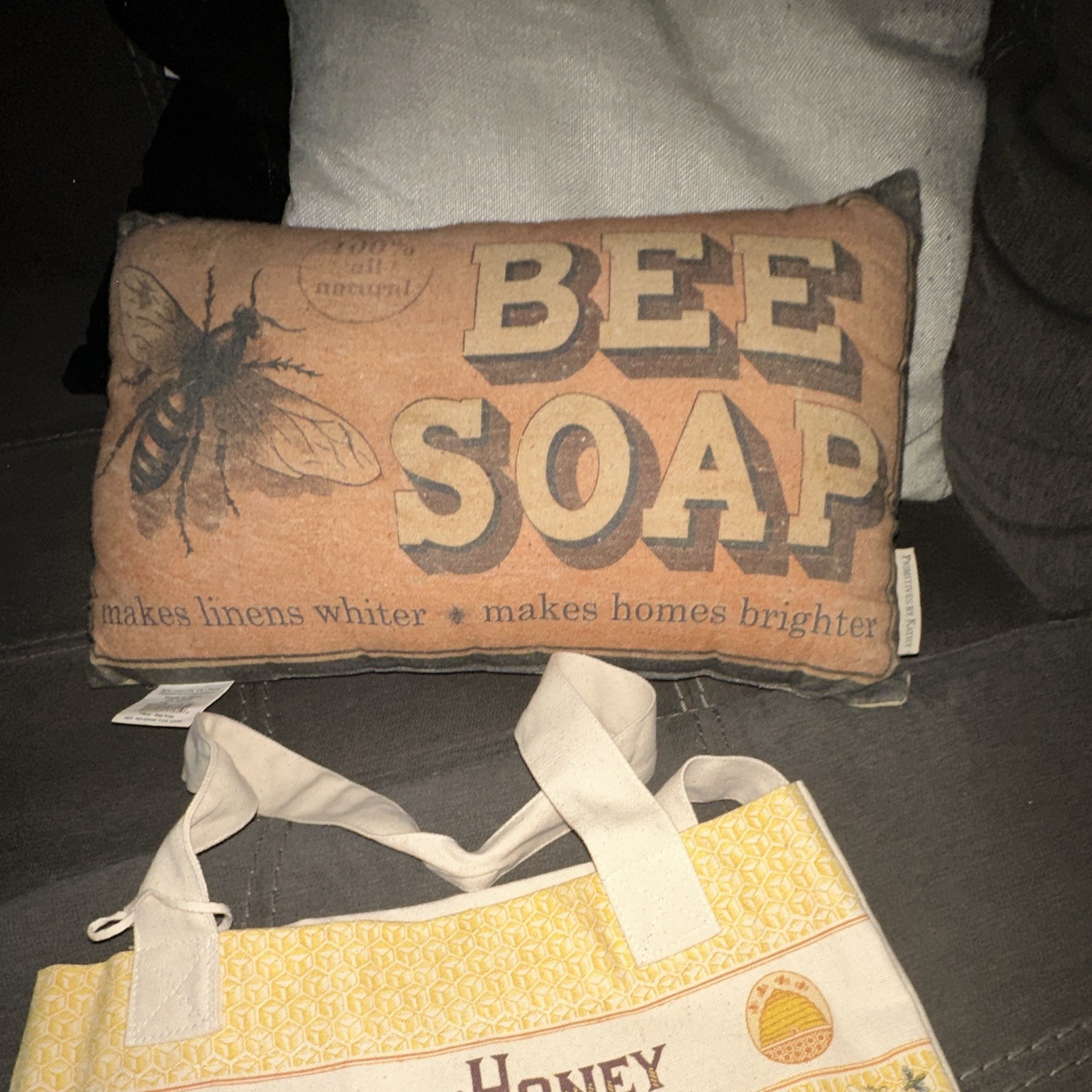 Cavallini & Co. Bees & Honey Floral Canvas Tote Bag and Bee Soap Pillow
