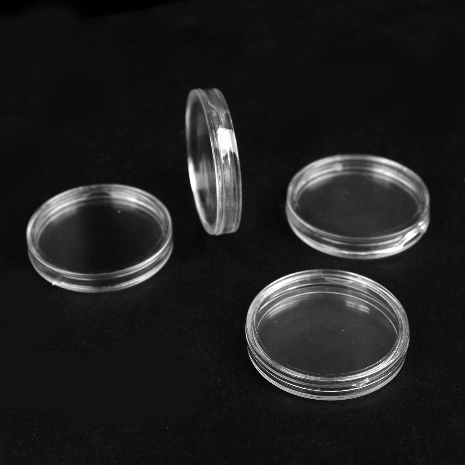 100Pcs 30mm Coin Capsule Container Storage Box Holder Case Clear Round Plastic