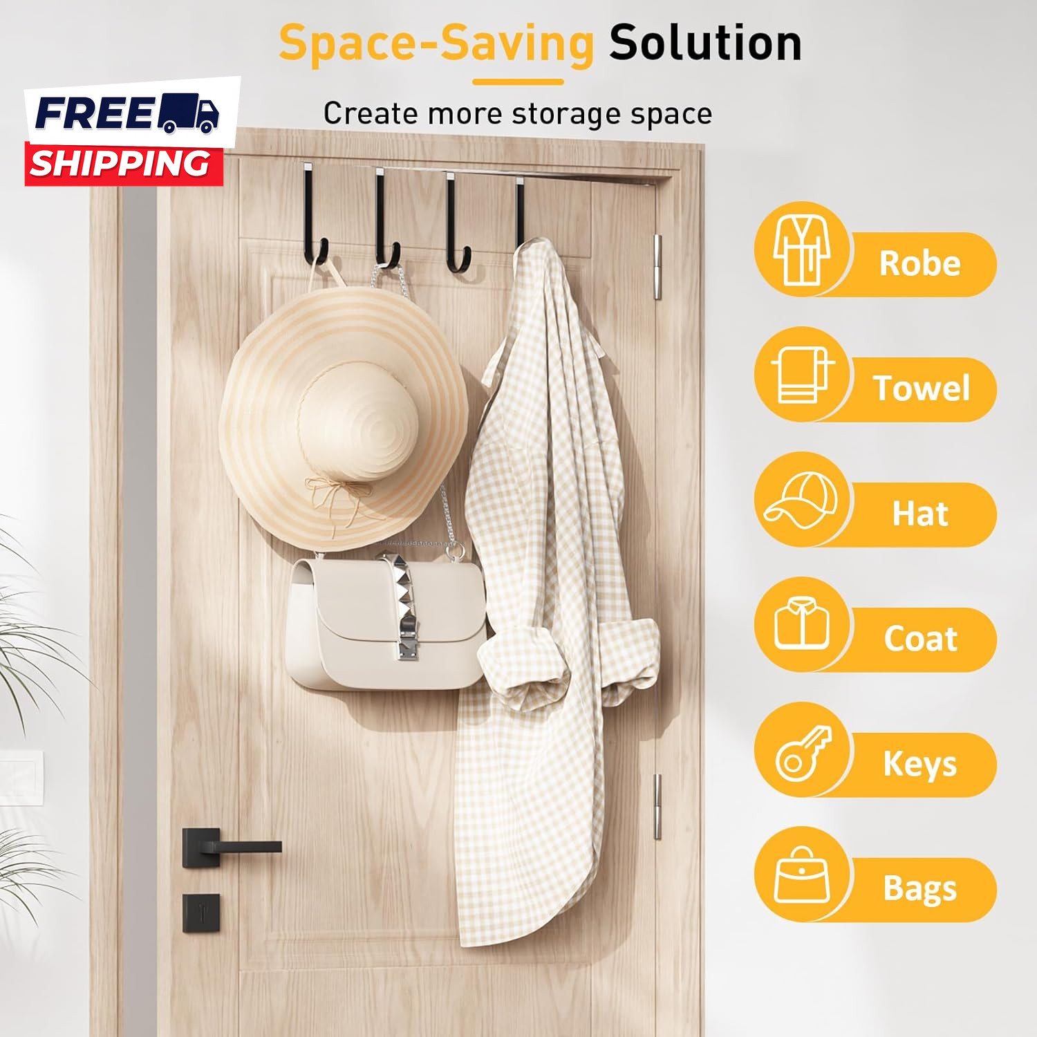 4 Pack over the Door Hooks Door Hanger Hook Towel Hooks for Hanging