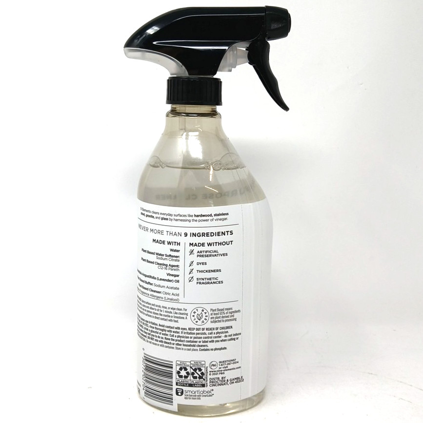 9 Elements Multi-purpose Cleaner 18 Oz Vinegar Powered Lavender Scent NEW