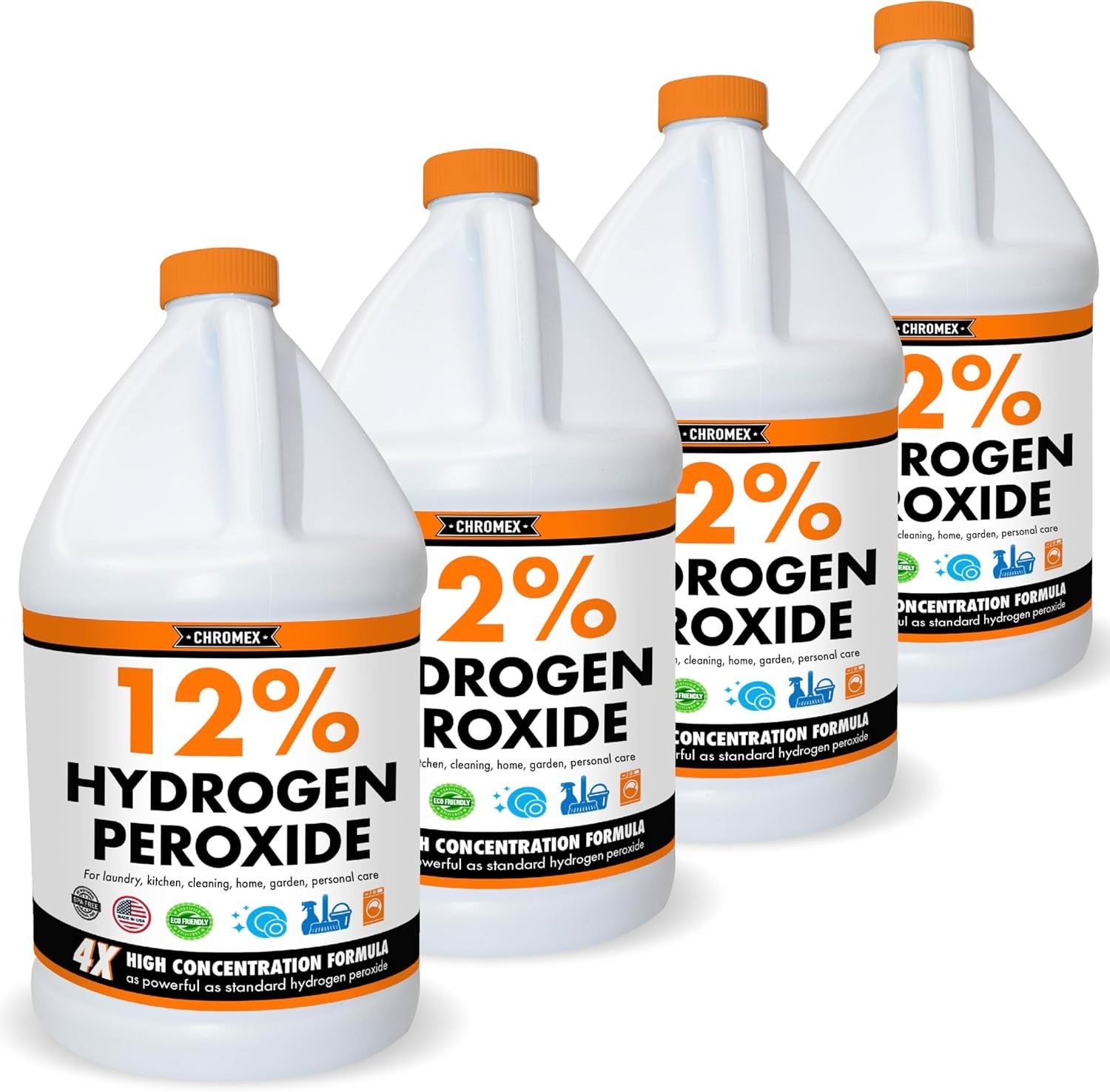 Hydrogen Peroxide 12% Food Grade, 4X Power Concentrated Solution – 4 Gallons