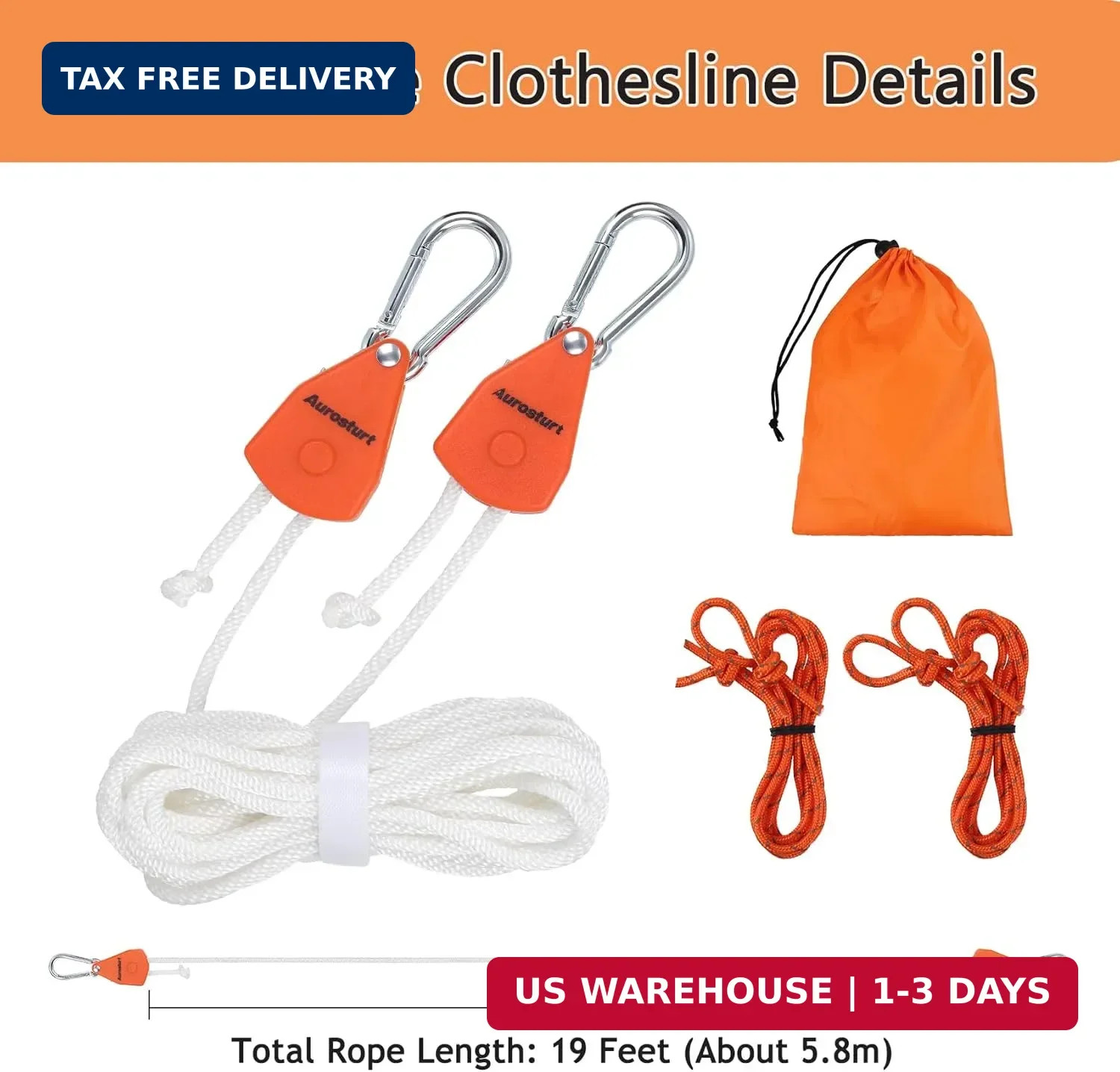 Retractable Clothesline Outdoor Indoor, Portable Travel Clothes Line Heavy Duty