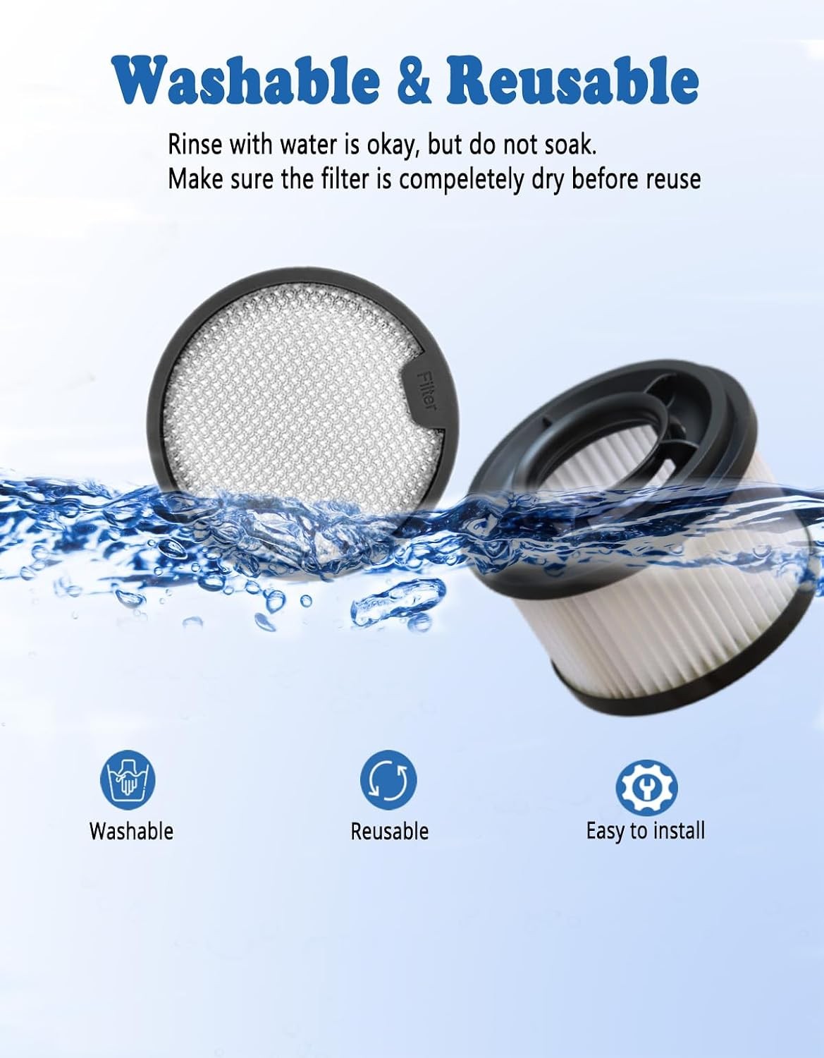 3 Pack Replacement Filter Kit for Dreame T10 T20 T30 Vacuum Cleaner for G9 G10