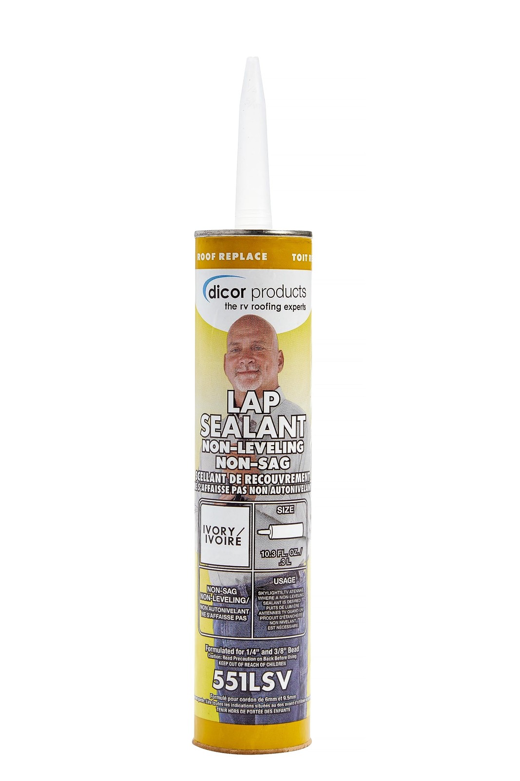 Dicor 551LSV-1 Non Leveling Lap Sealant Tube Ivory 10.3 Oz RV Roof Waterproof