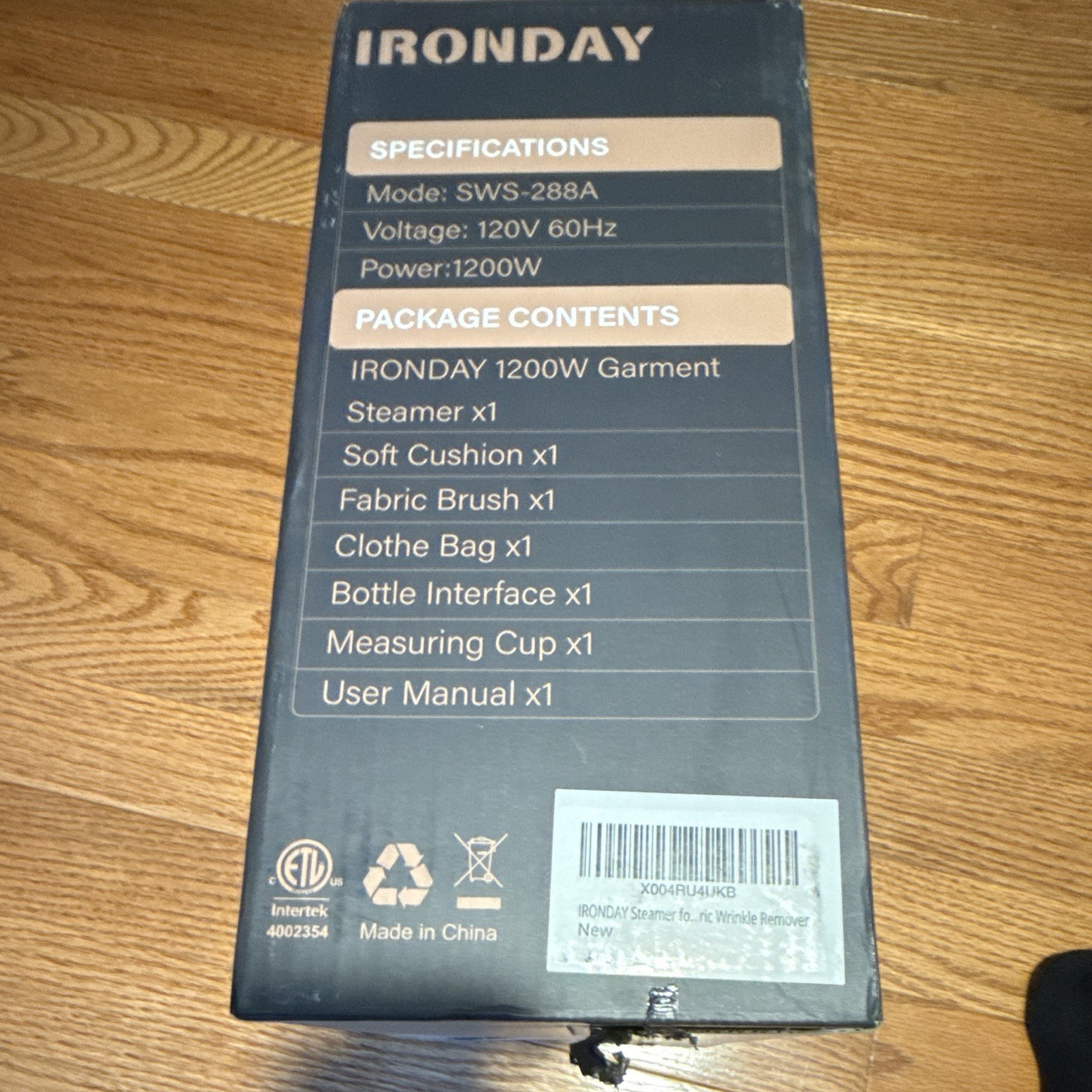 IRONDAY 1200W Garment Steamer 350ml Detachable Tank Folding Handle SWS-288A