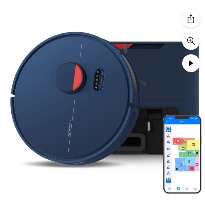 Self-Emptying Robot Vacuum, Bagged 4.6L, App Control Wi-Fi/Bluetooth, Blue