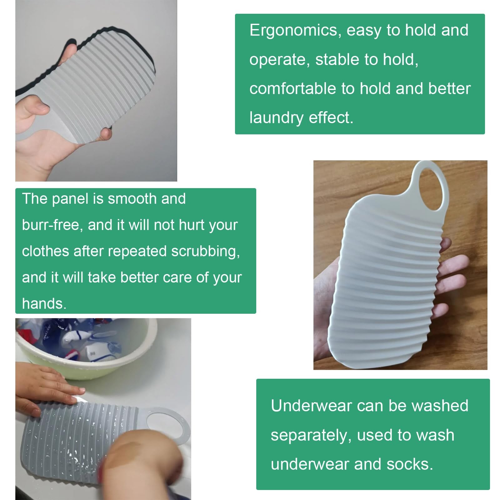 NentMent 3 Pack Mini Washboard Portable 0.09 liters, Gray, White, Green