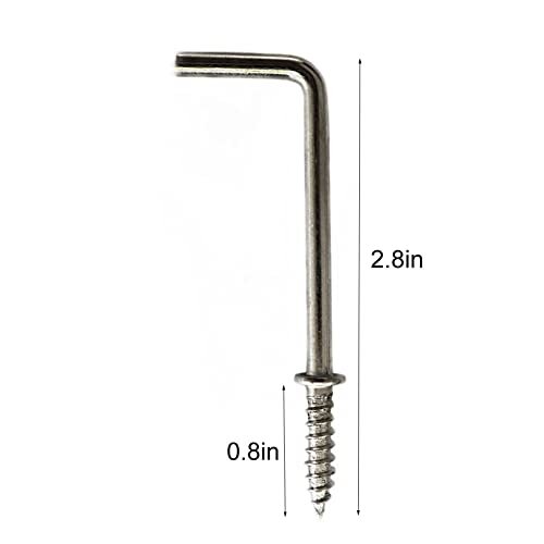 2 Inch 1 Shape Screw Hooks L Shape Hooks 7 Shape Screw in Hooks (20 Pack) Silver