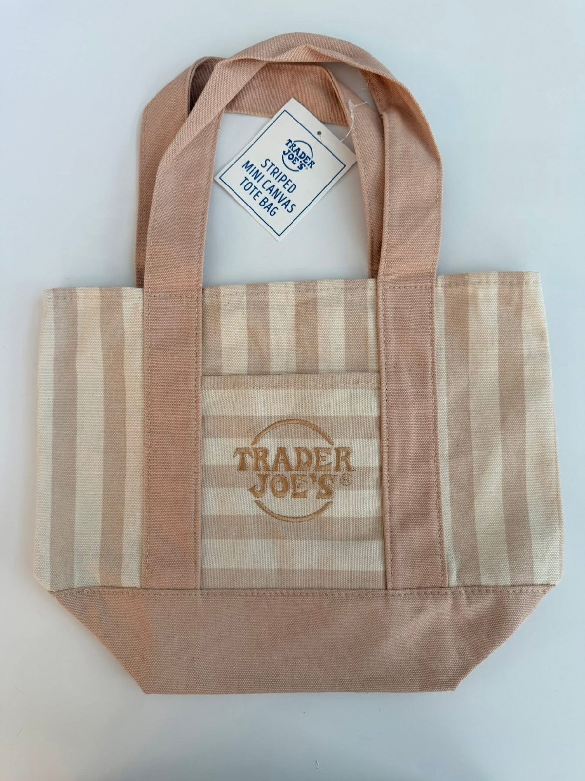 SUMMER 2026 ONE (1) Trader Joe’s Striped Mini Canvas Tote Bags LIMITED EDITION