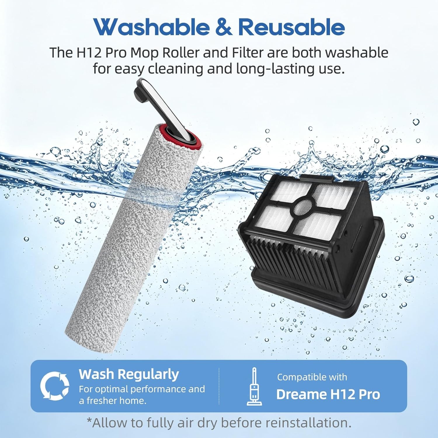 Replacement Parts only Compatible with Dreame H12 Pro H12 Dual Wet and Dry