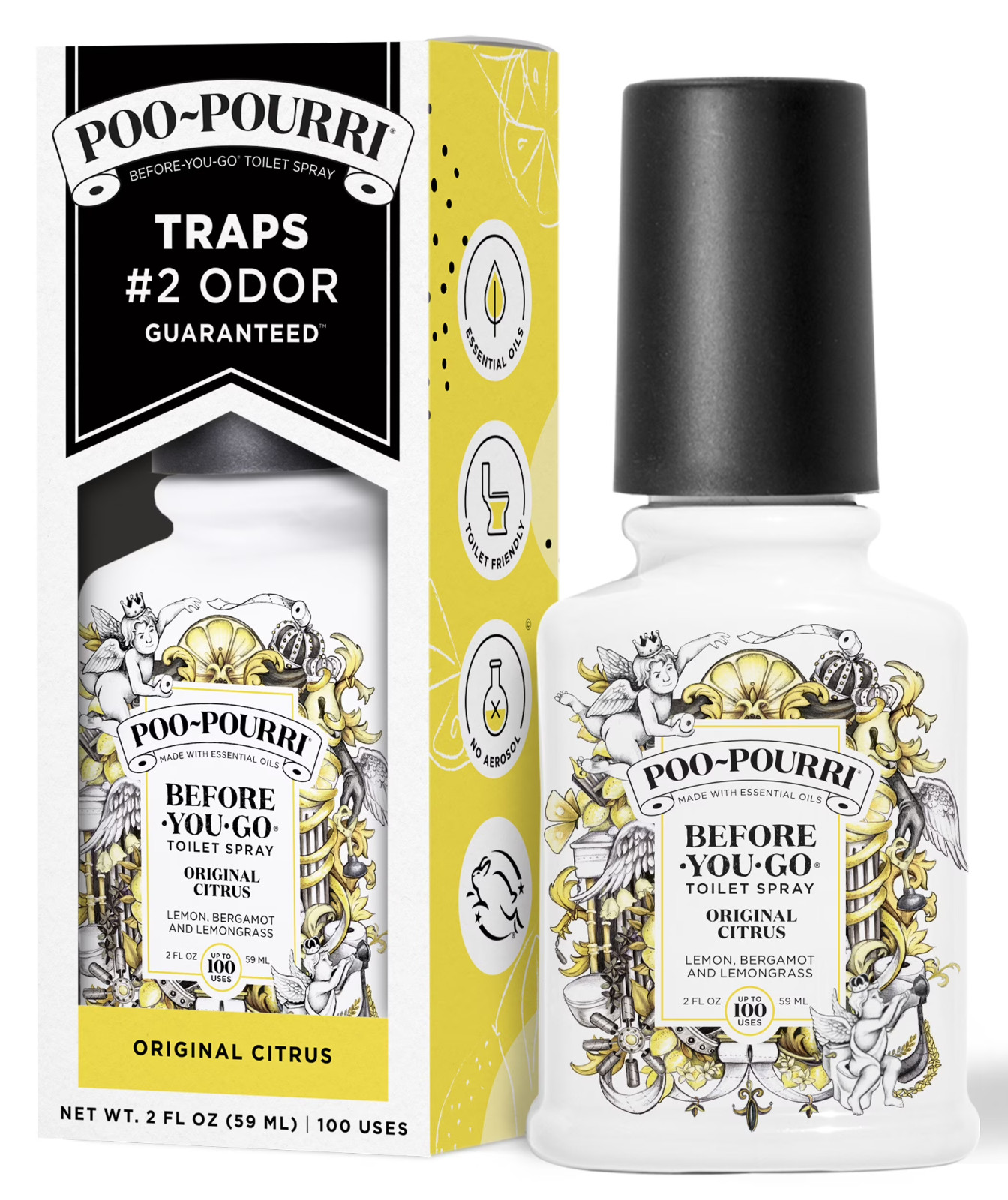 POO-POURRI Before-You-Go Original Citrus Toilet Spray – 2 oz (4 Pack)