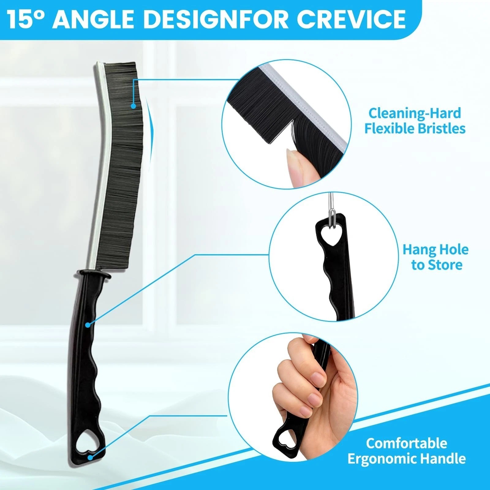 16Pcs Crevice Cleaning Brush Set, Hard Bristle Scrub Brushes Tools for Deep