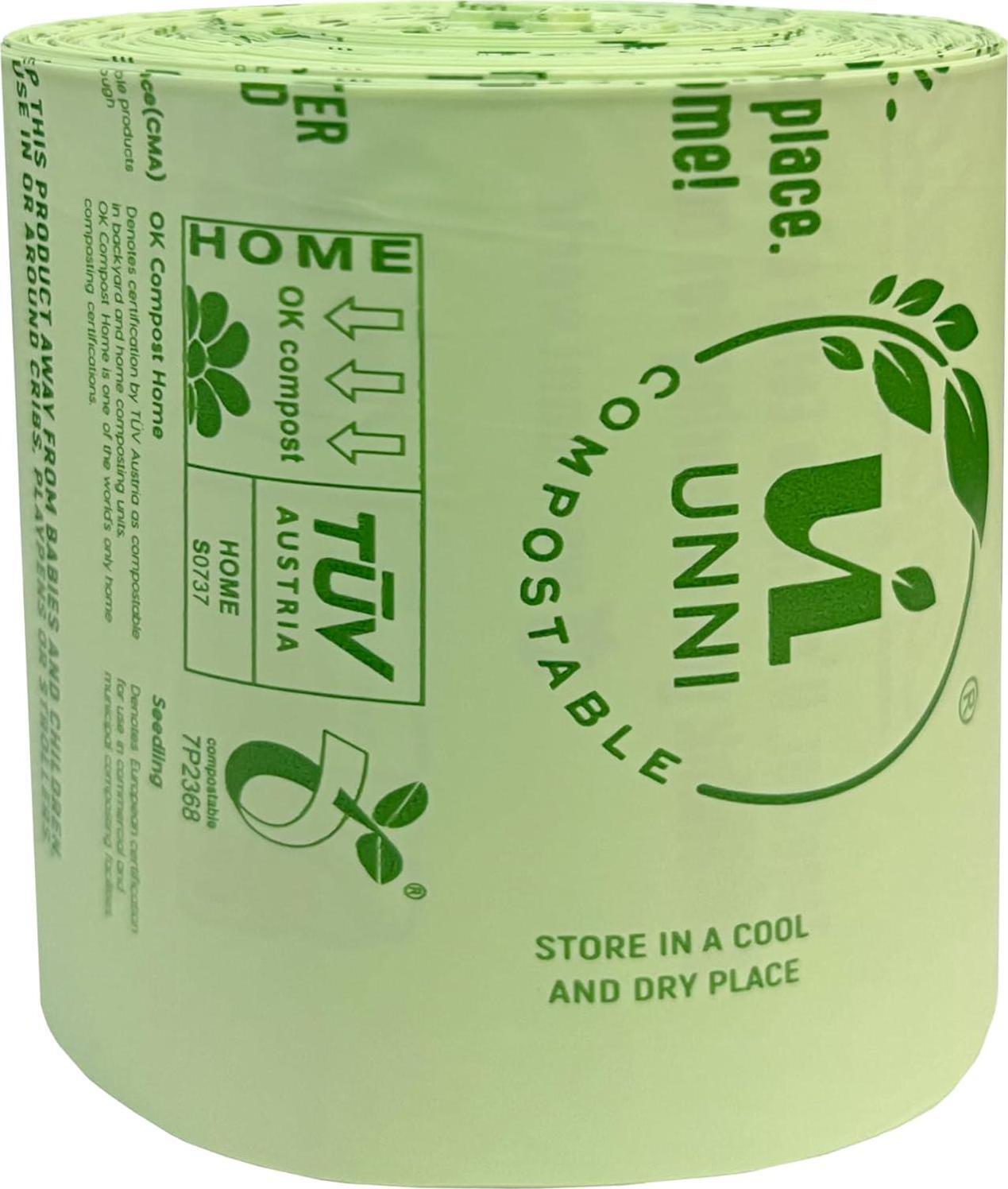 UNNI Compostable Liner Bags, 2.6 Gallon, 9.84 Liter, 100 Count, Extra Thick 0.71