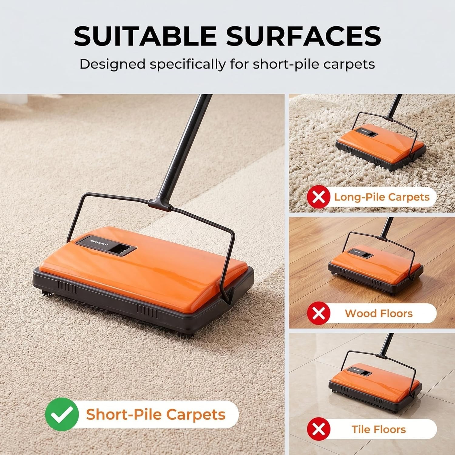 Lightweight Manual Carpet Sweeper for Pet Hair – Quiet & Eco-Friendly Solution