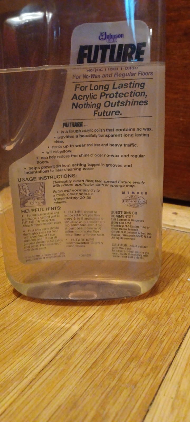 ​SC Johnson Future Acrylic Floor Finish Polish Vintage Discont 24.2 Oz /27 Oz