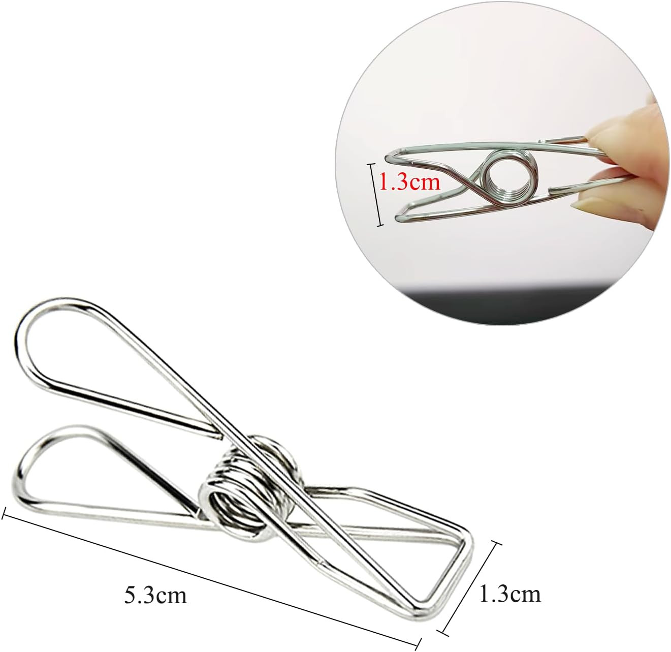 Laundry Clothes Pins Clips 50 Pack, Stainless Steel Heavy Duty Laundry Peg Metal