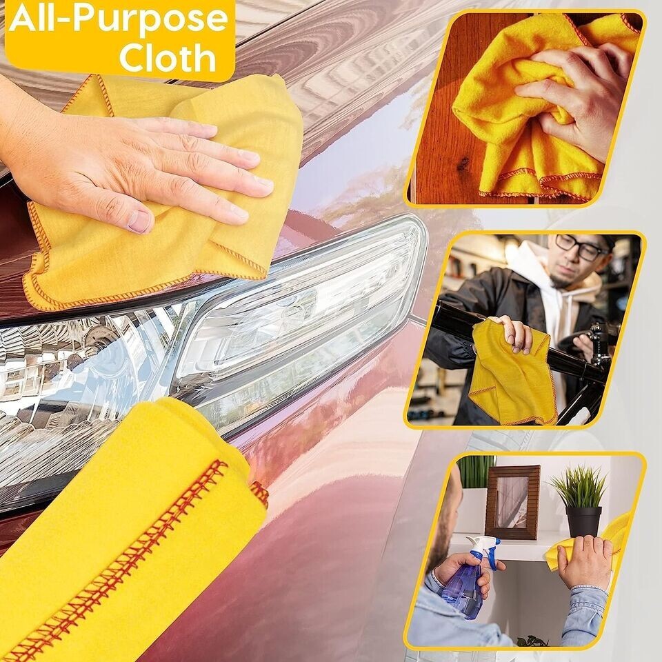 6 PCS (2 Pack) 100% Pure Cotton Yellow Multi-Purpose Dusters Cleaning Cloths-New