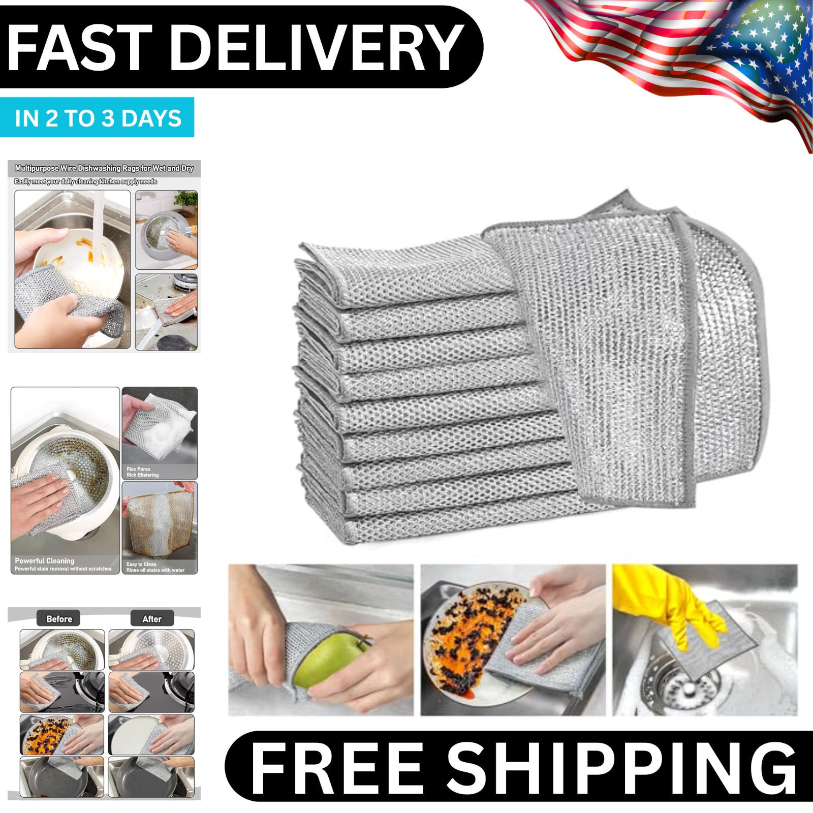 10 Pieces Dishwashing Cloth Multipurpose Premium Metal Wire Dishwashing Cleaning