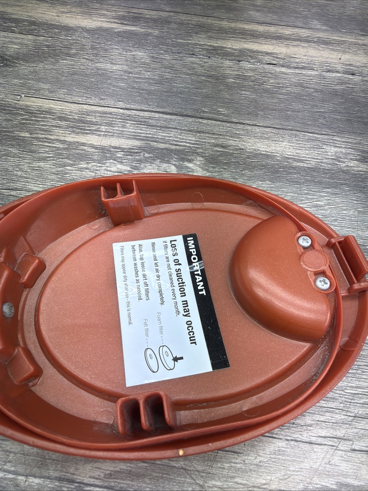 SHARK ROCKET PRE FILTER TOP COVER CAP LID HV301 HV302 HV303 Orange