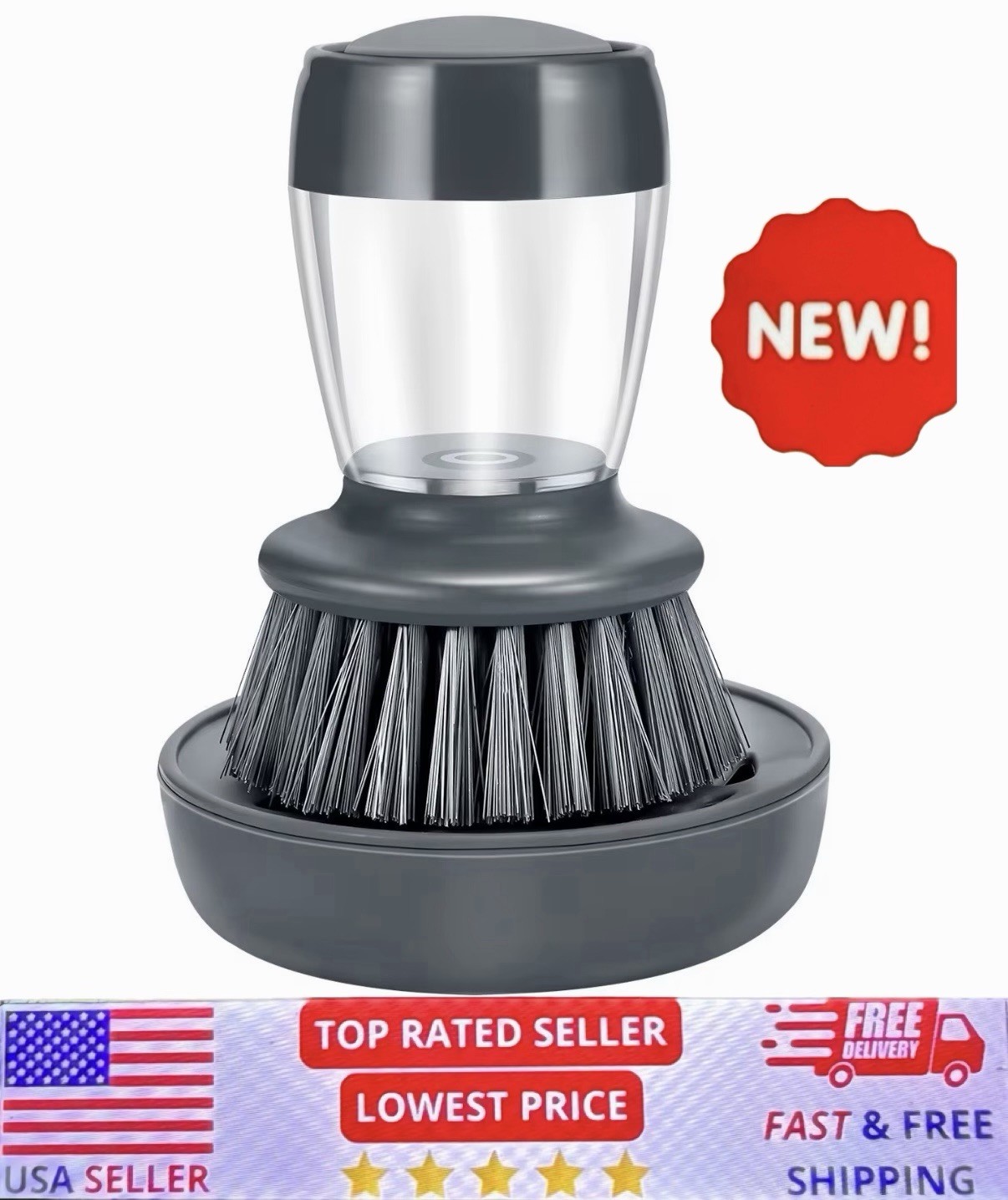 Soap Palm Brush Storage Set, 1 Piece Kitchen Brush with Bracket for Cleaning Pot