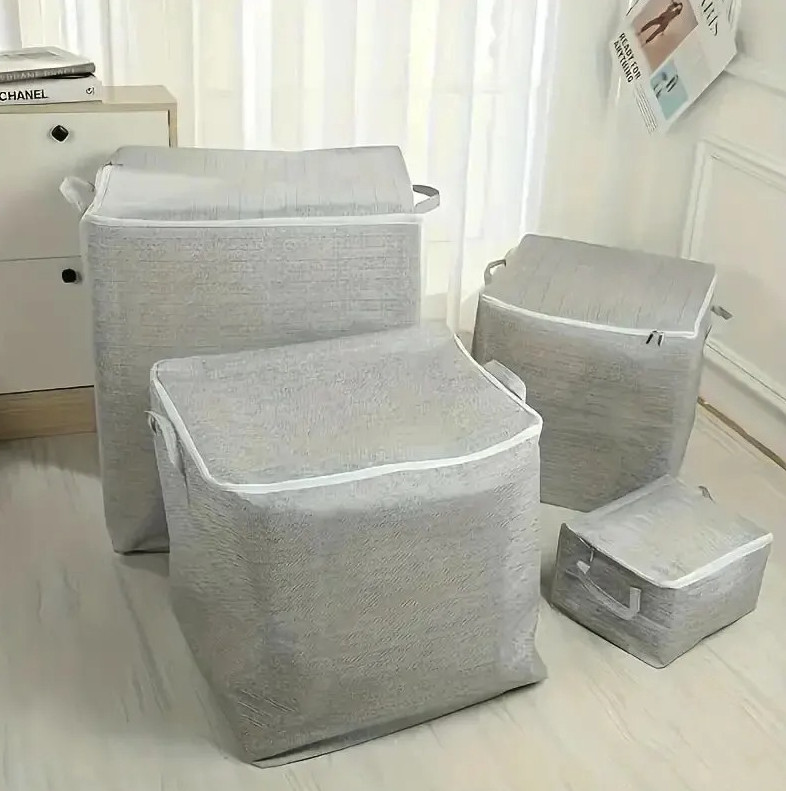 1pc Large Capacity Storage Bag Non Woven Closet Organizer Zipper – NEW