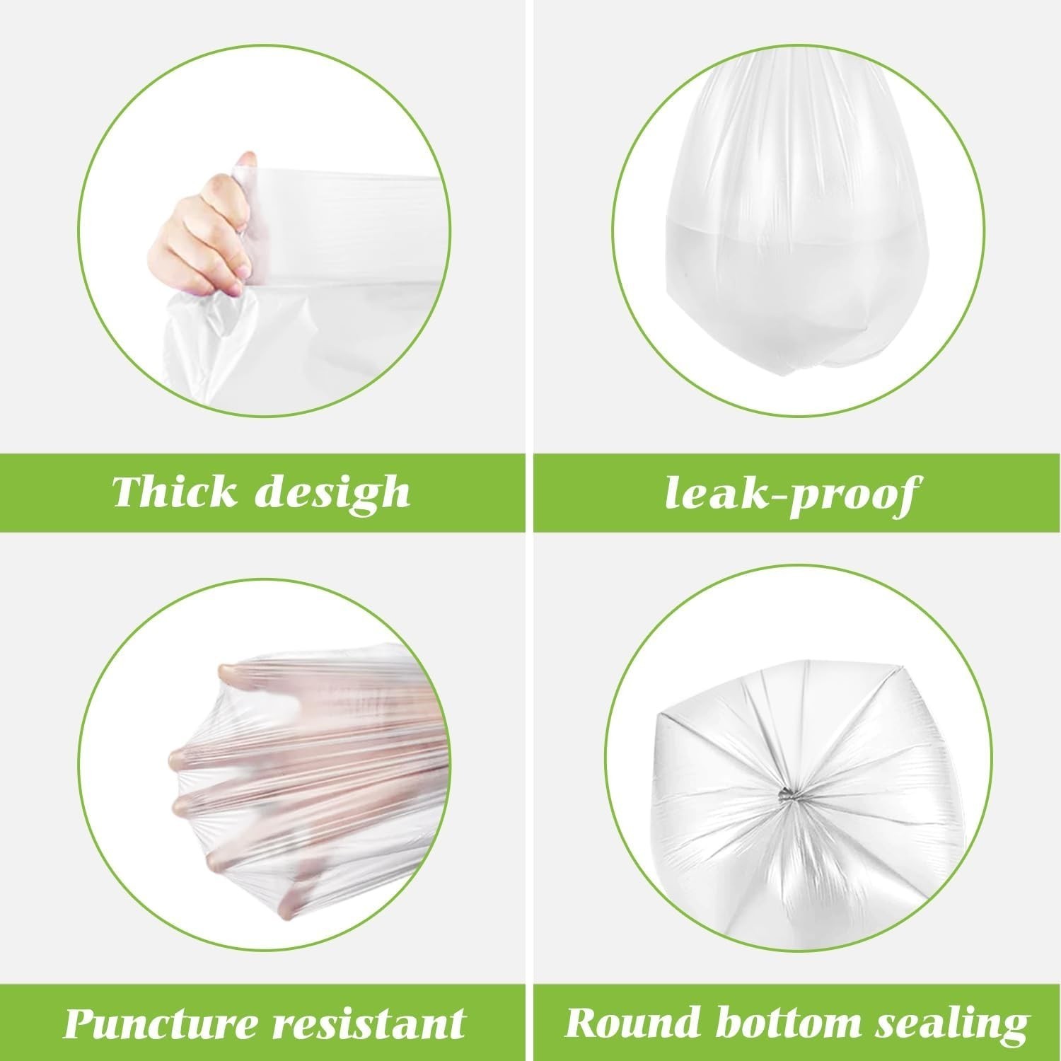10 Gallon 200 Counts Medium Trash Bags Tall Kitchen Garbage Bags