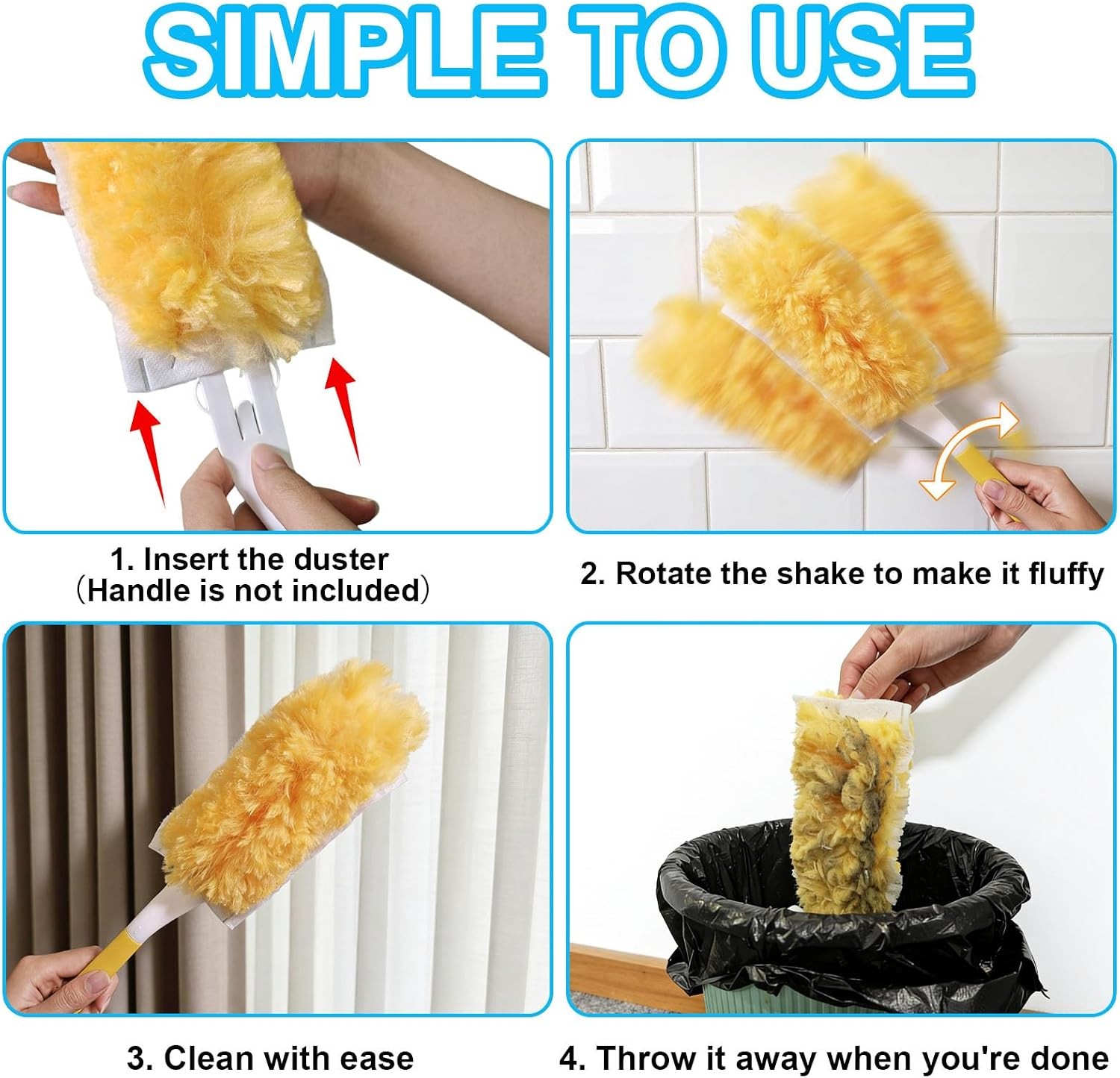 20 Pack Heavy Duty Duster Refills for Swiffer, Multi-Surface 360° Disposable