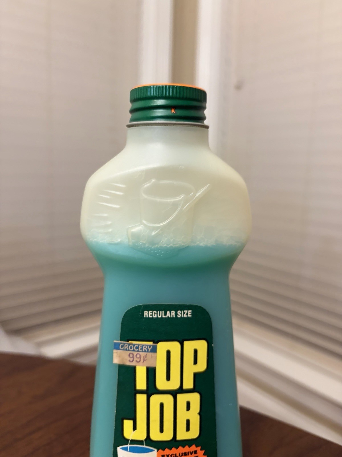Vintage Top Job Heavy Duty Cleaner Regular Size Bottle Retro 1970s Prop 15 fl oz