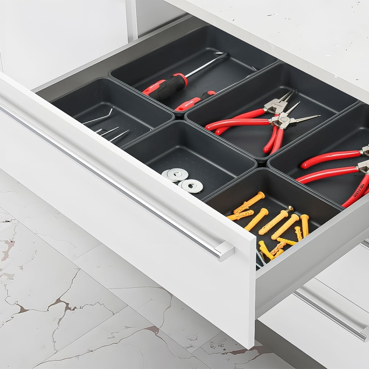6 Pack Large Plastic Drawer Organizer Trays for Makeup Vanity Kitchen Bath