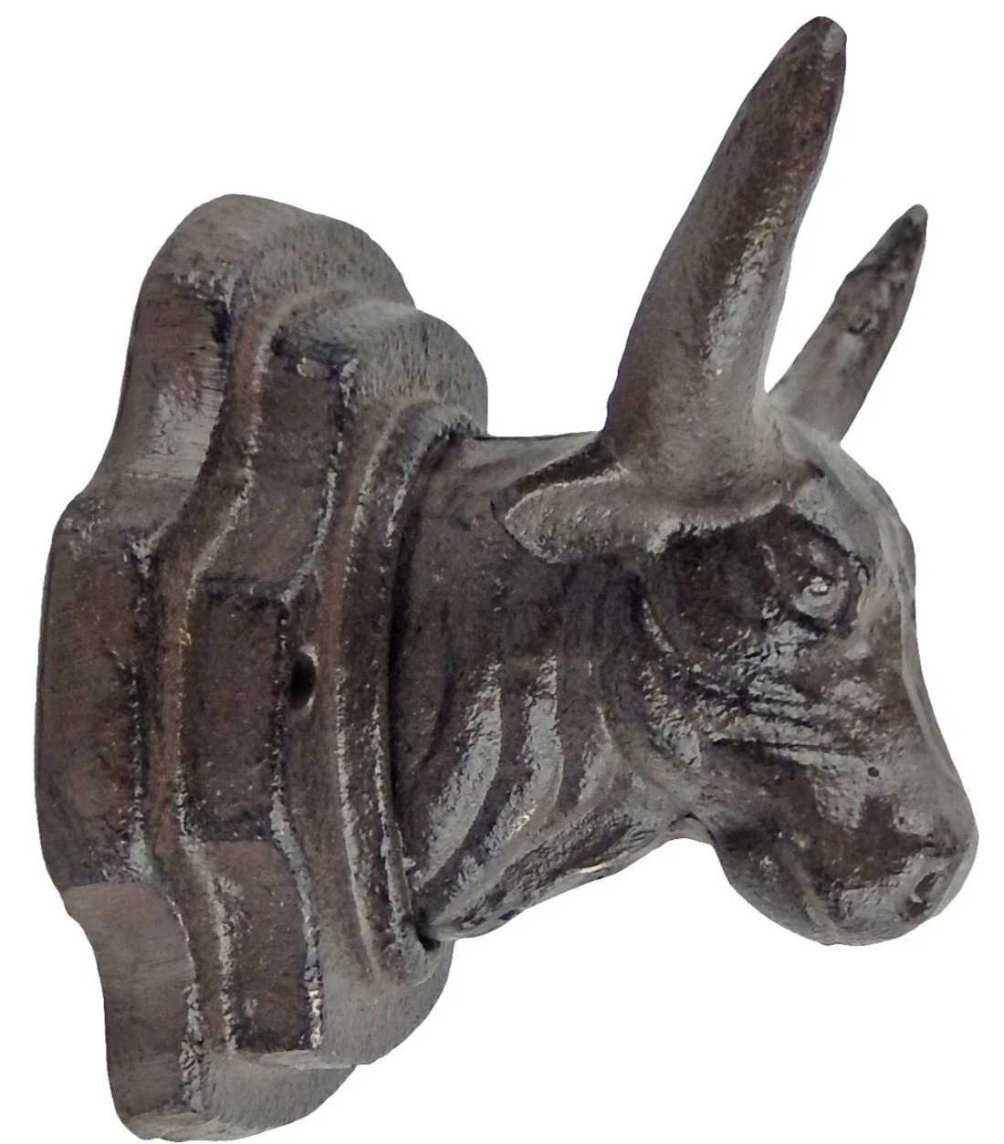 Longhorn Steer Wall Hook 5.5 Inches Bull Head Western Decor Heavy Metal Iron