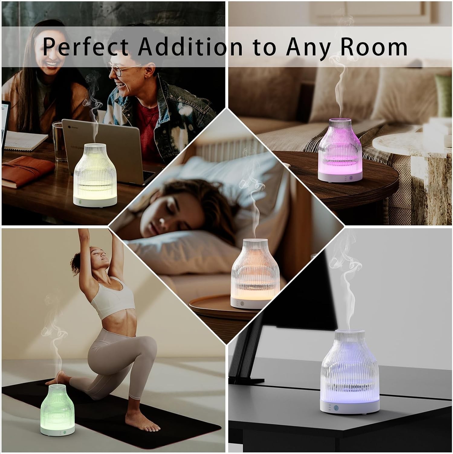 Compact Essential Oil Diffuser, 200ml Ultrasonic Mist, 7 Colors, Quiet, Auto Off
