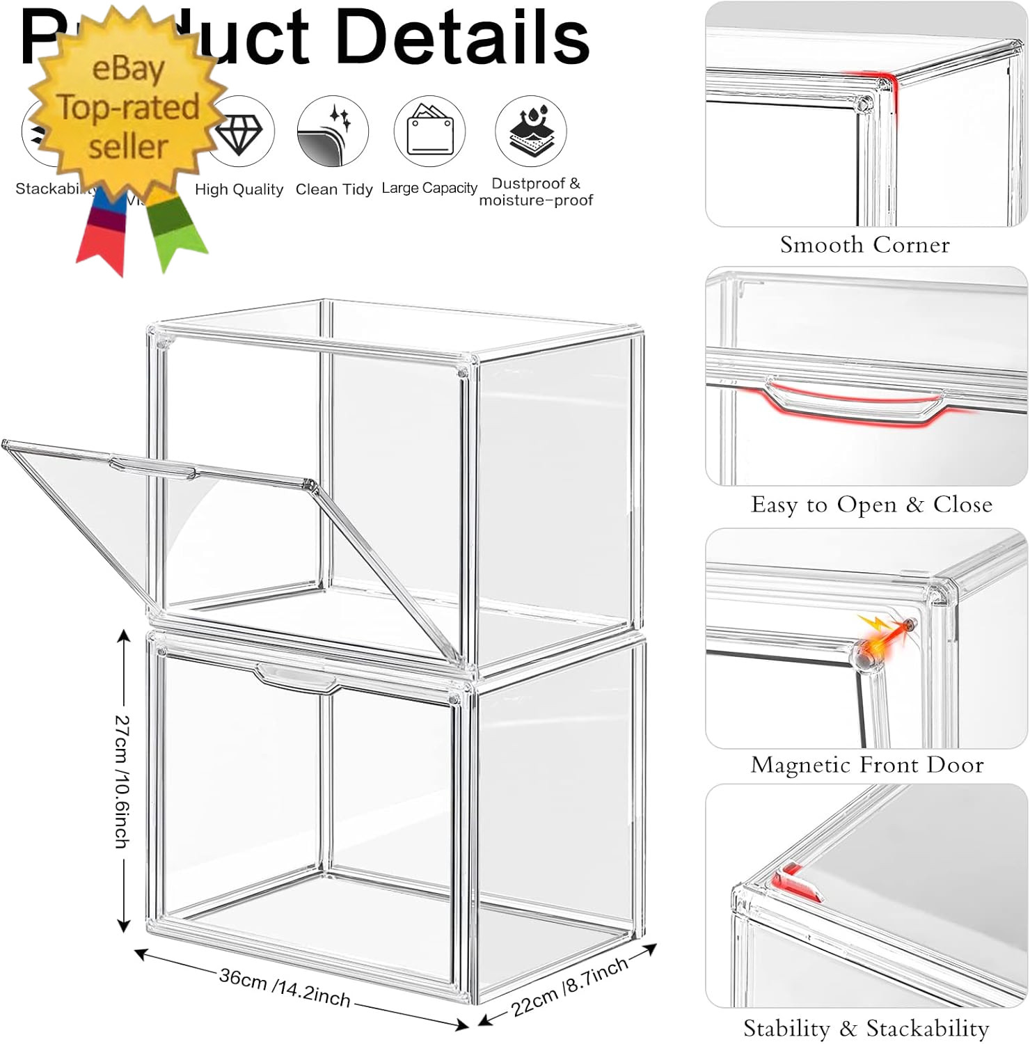 4 Packs Clear Plastic Handbag Storage Organizer for Closet, Acrylic Display Case
