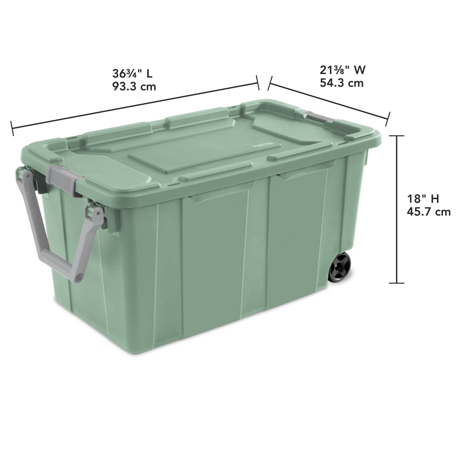 Sterilite 40 Gallon Wheeled Industrial Storage Bin Plastic Tote Lid Green 2-Pack
