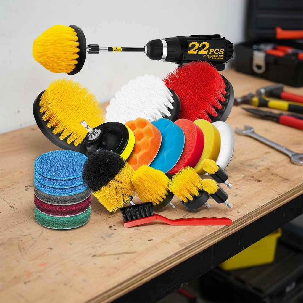 22-Pack Drill Brush Attachment Set for Ultimate Home & Car Cleaning Efficiency