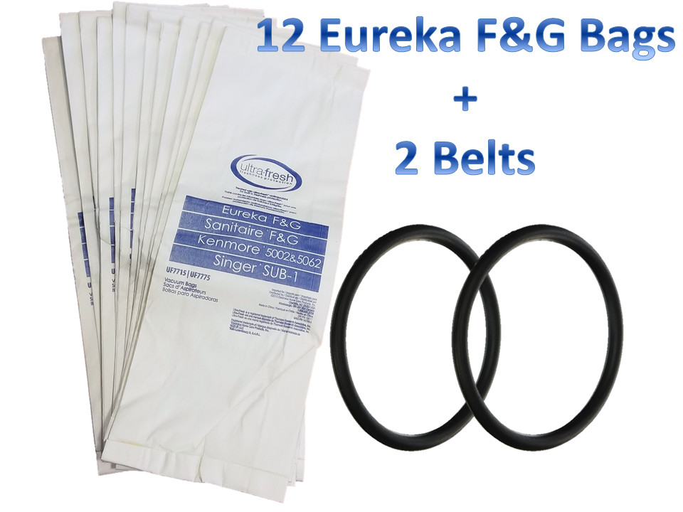 12 Bags for Eureka Style F &G Vacuum Cleaner F G Sanitaire Outer Bag + 2 Belts