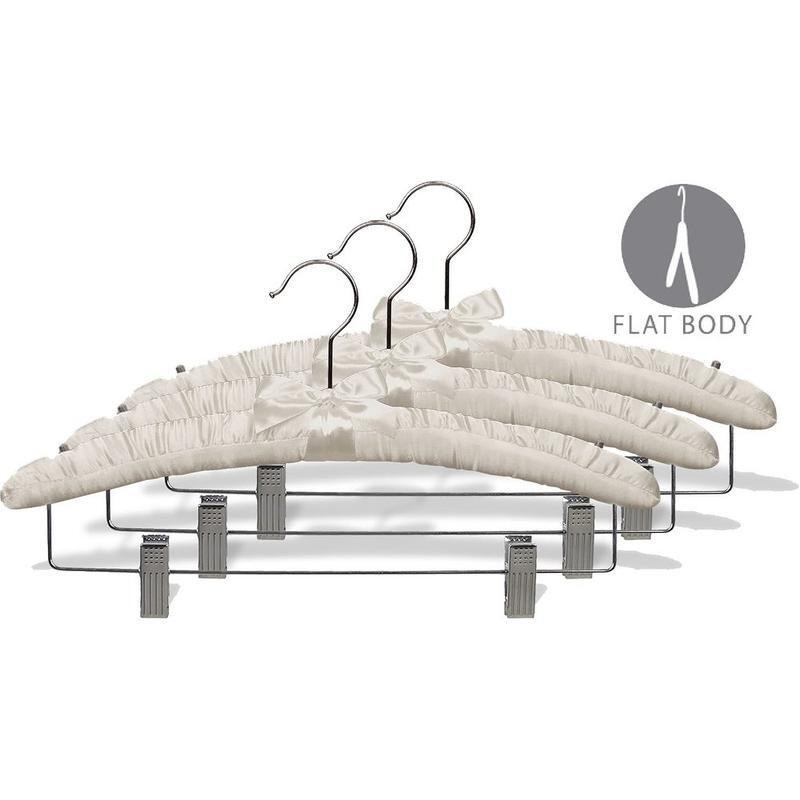 Satin Padded Hangers Box of 12 Polished Chrome Hooks Space Saving Design Other