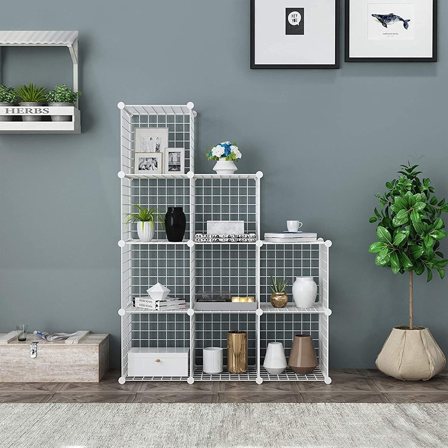 Wire Cube Storage, 9-Cube Organizer Metal, Wire C Grids Storage, Storage Bins…