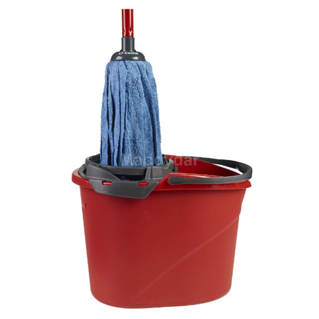 O-Cedar QuickWring Bucket, 2.5 Gallon Mop Bucket with Wringer, Red