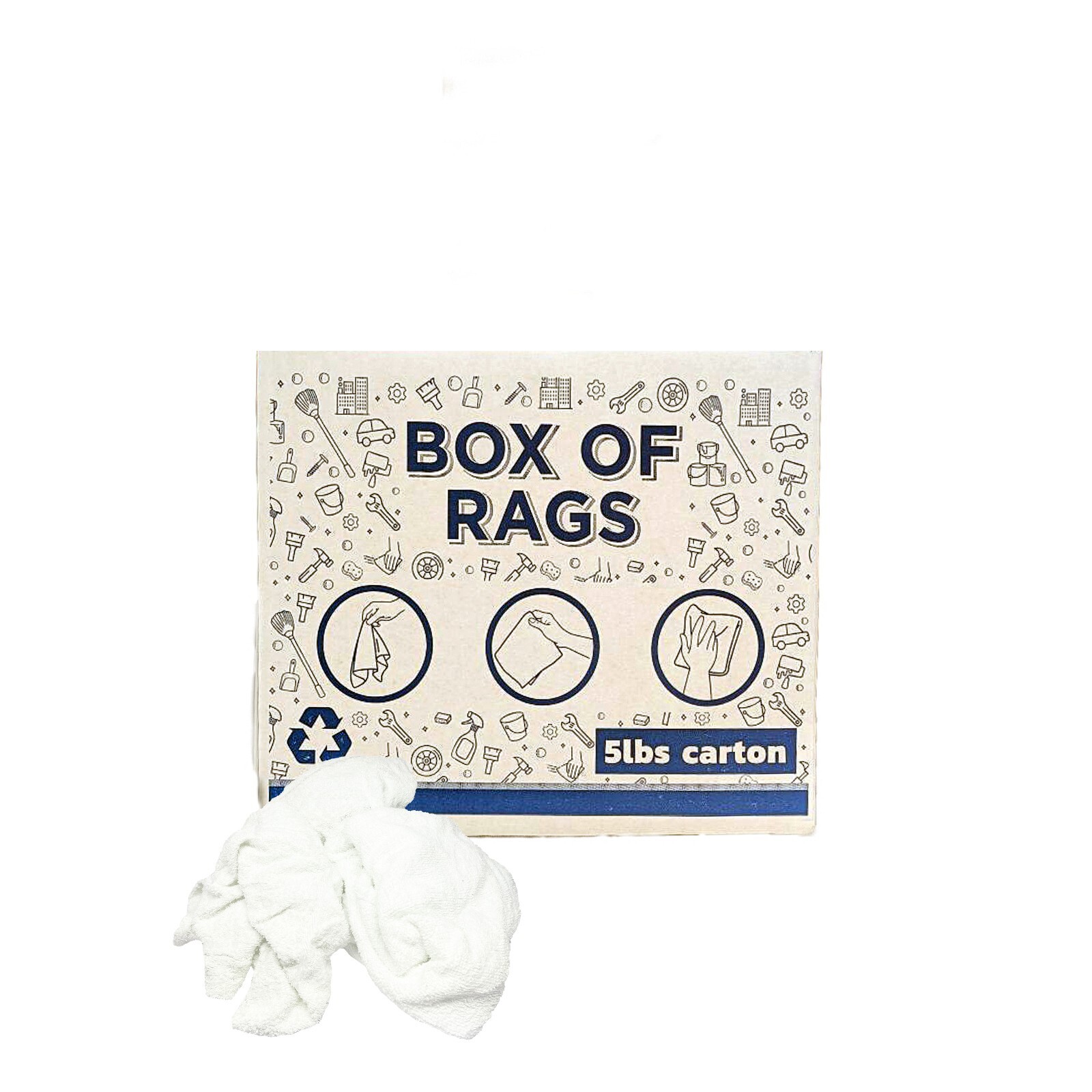 Premium White Terry Towel Rags – Bulk Cotton Cleaning Cloths, Absorbent – Boxes