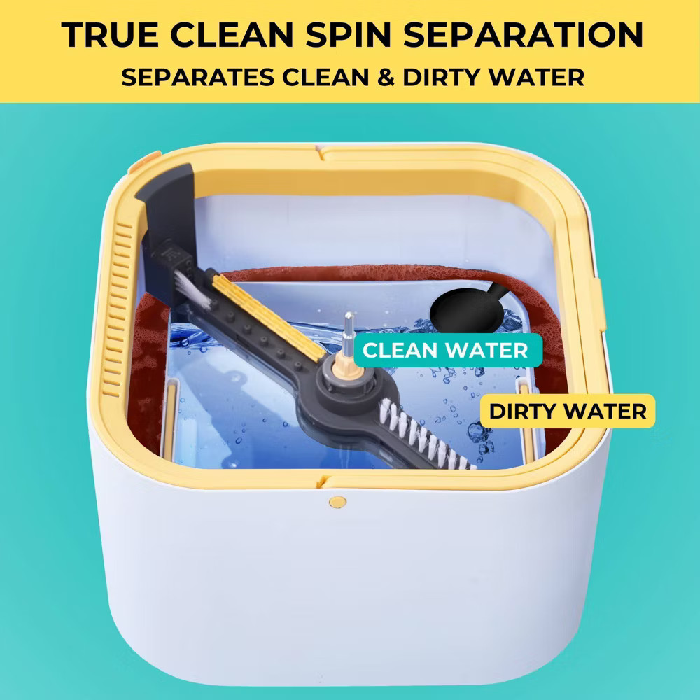 True & Tidy True Clean Dual Bucket 2.0 Spin Mop with Silicone