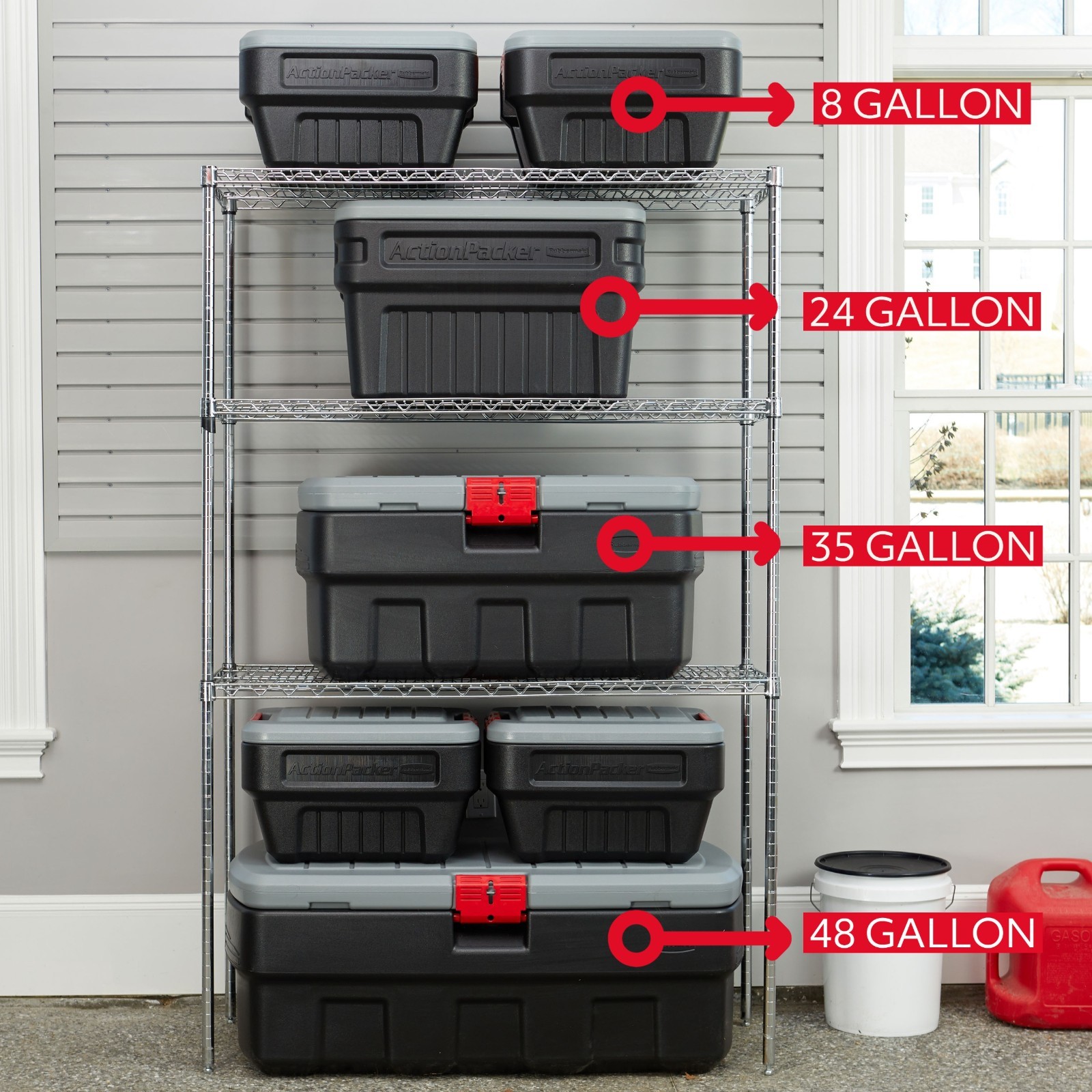 Rubbermaid 24 Gallon Action Packer Storage Bin Heavy Duty Lockable Plastic Black